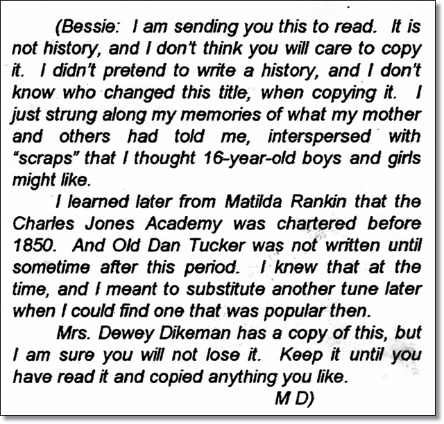 Mary Davis advises Bessie Price Owen that her paper 